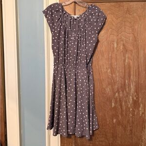 LC Lauren Conrad Palest Purple Midi Dress with White Polka Dots